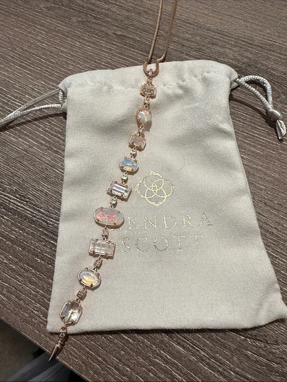 Kendra Scott Rose Gold Iridescent Opal Multi-Stone Necklace - Picture 1 of 2